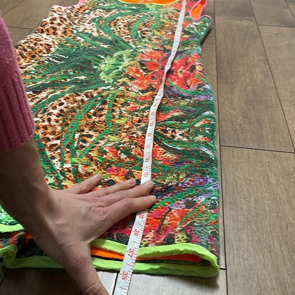 Elie Tahari tropical print Claudia dress size 8 leopard print eyelet neon - Picture 14 of 14